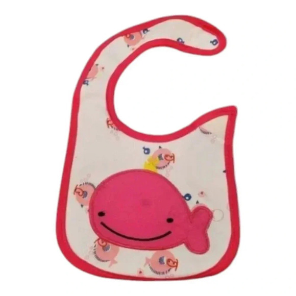 Pink Whale Bib, Mittens, Socks Gift Set, Newborn Girl Baby Gift Set Essentials - Picture 3 of 5